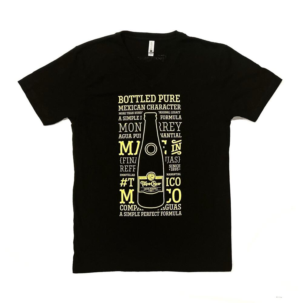 New Topo Chico Short Sleeve T Shirt Size M Bottle Black Yellow Advertising